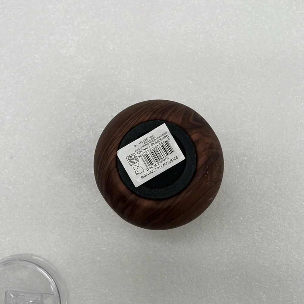 Corkcicle Stemless Wine Glass 12 oz WALNUT WOOD Stainless Tumbler 9 Hrs Cold New